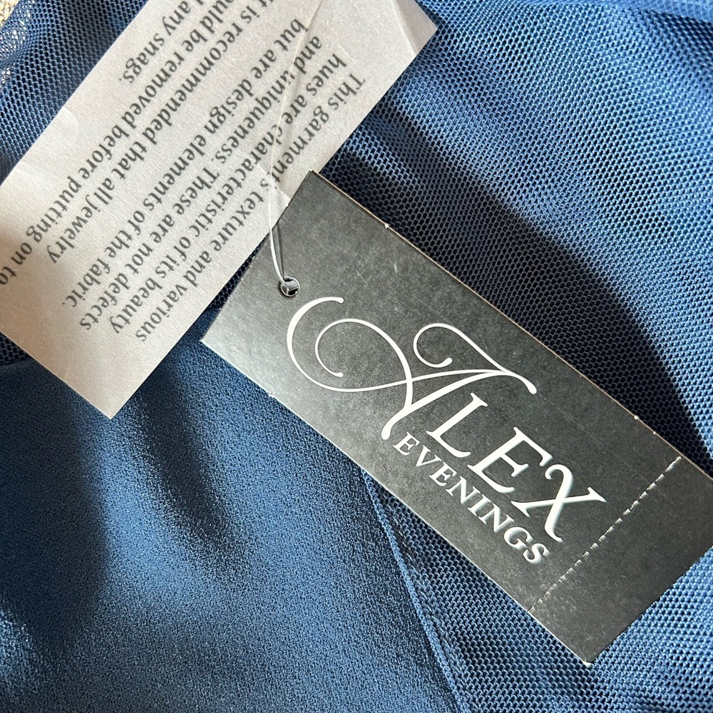 ALEX EVENINGS Cocktail Dress Sz 24W Wedgewood Blue Crystal Neckline Illusion - Picture 10 of 12